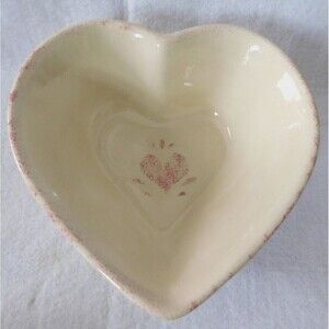 Heart Shaped 8"W x 3'' Deep Stoneware Serving Dip Bowl Candy Nut Dish